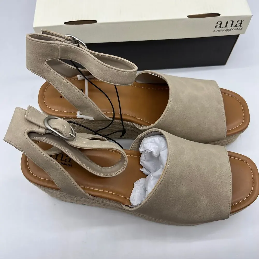 a.n.a Laskie Women Shoes Ankle Buckle Strap Sandals Brown Stone Size 11M